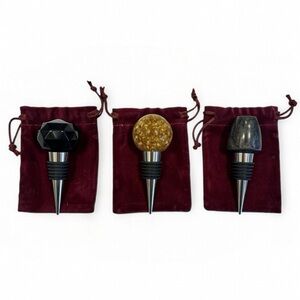 Set of 3 Handmade Resin Wine Bottle Stoppers – Unique Gift Set